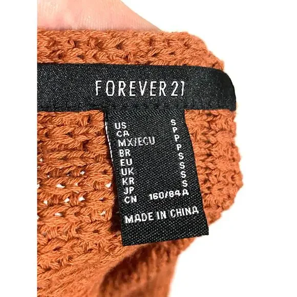 Forever 21 Crochet Knit Halter Crop Top S Tie Open Back Boho Hippie Y2K Country - Picture 6 of 7